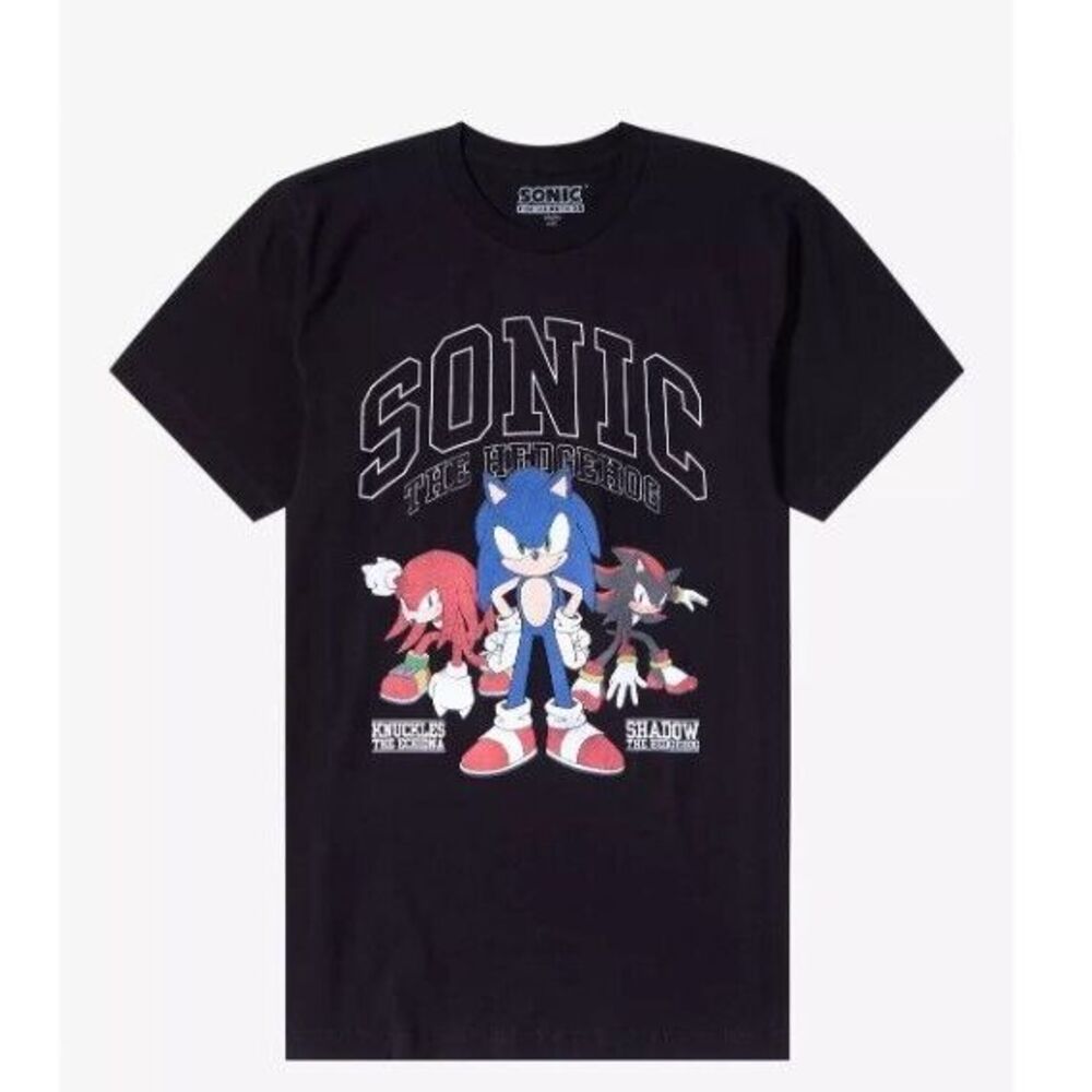 Sonic The Hedgehog Varsity Trio Shirt Black Tee T-Shirt 3X NWT